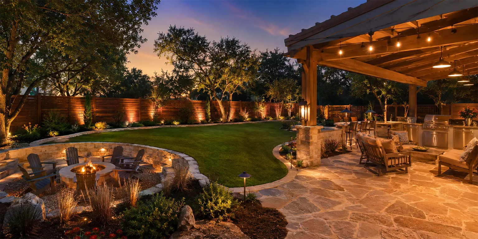 Yard after full landscape transformation