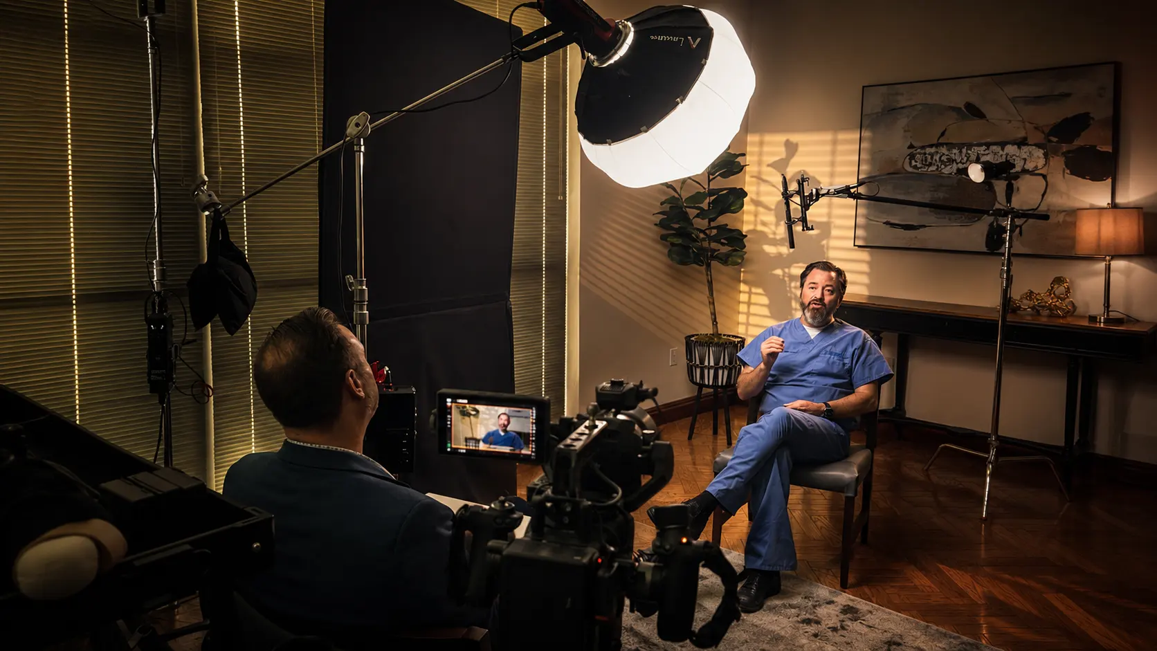Behind the scenes of a Denali Creative surgeon-led video shoot at Newsom Eye